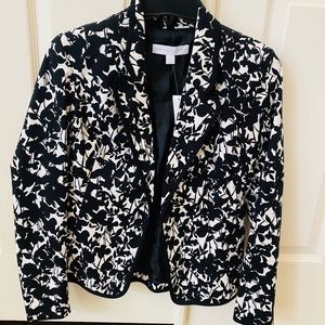 NWT New York & Co Floral Blazer Black White sz 2